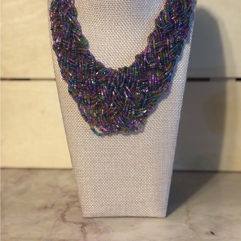Multistrand Purple Seed Bead Necklace - Unbranded